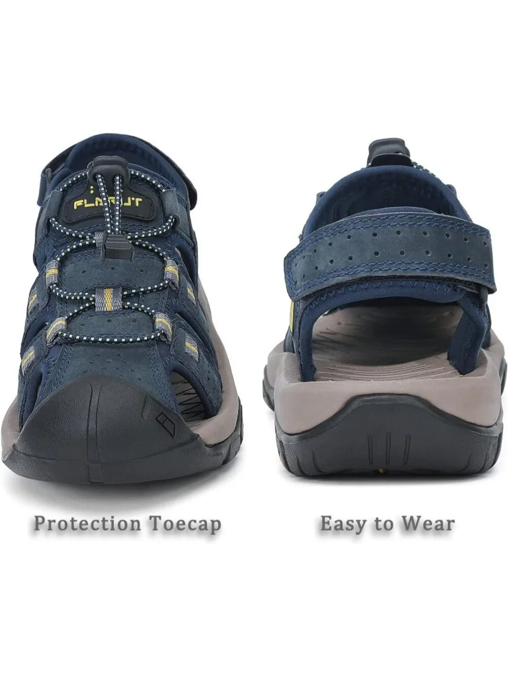 Men's Blue Closed Toe Leather Athletic Outdoor Hiking Sport Casual Sandal Shoes